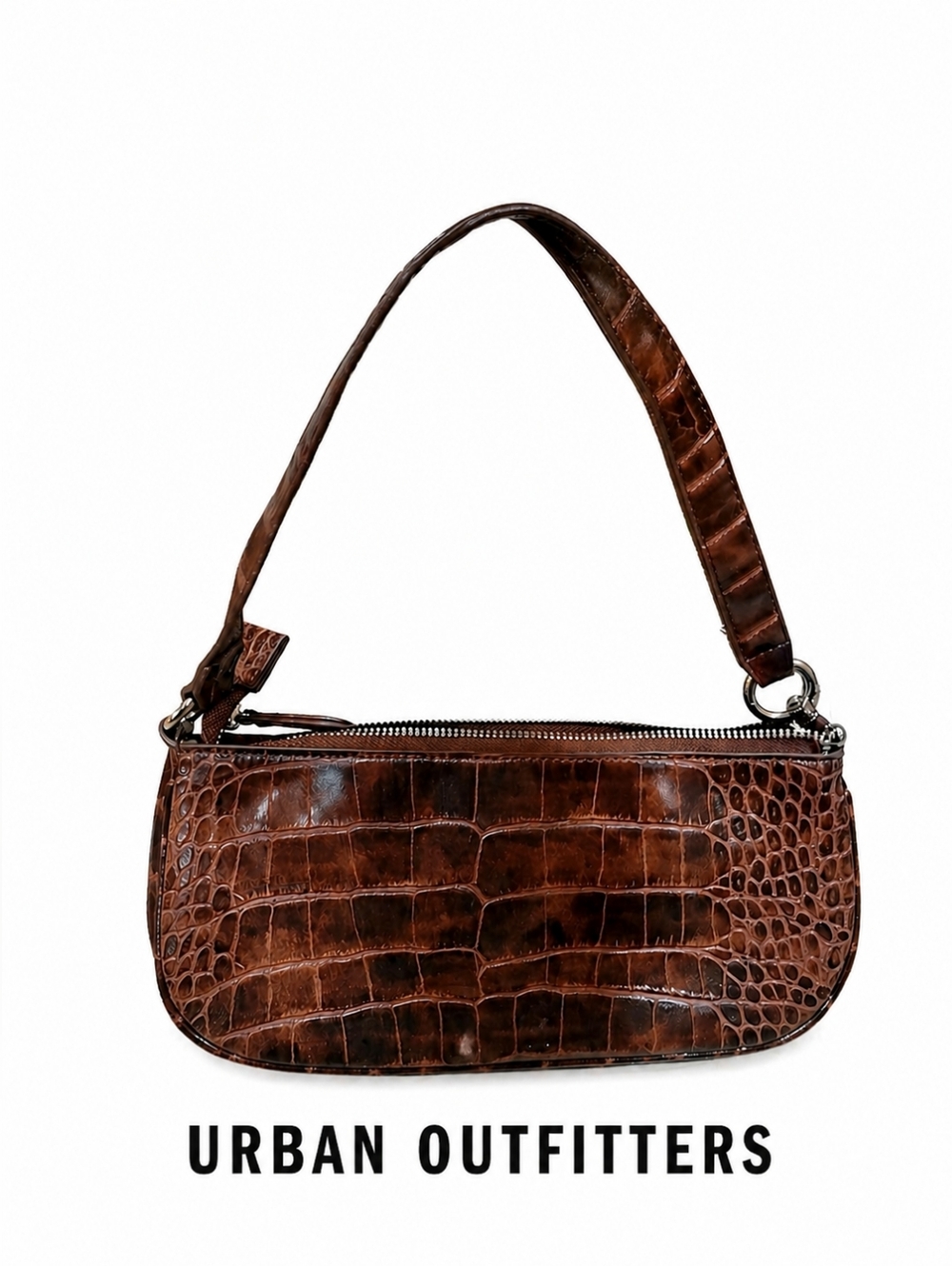 Urban Outfitters Purse Classic Brown Croc-Embossed Shoulder Bag